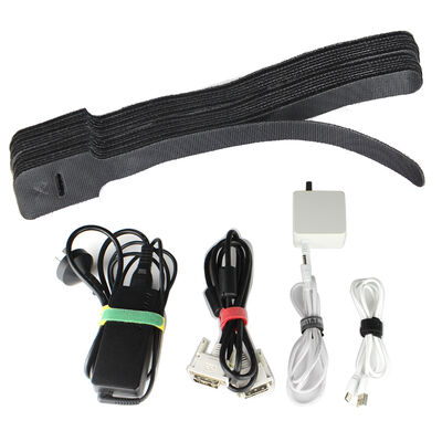 In-stock hook and loop cable ties, back-to-back data cable self-adhesive cable management ties, nylon colorful hook and loop cable ties